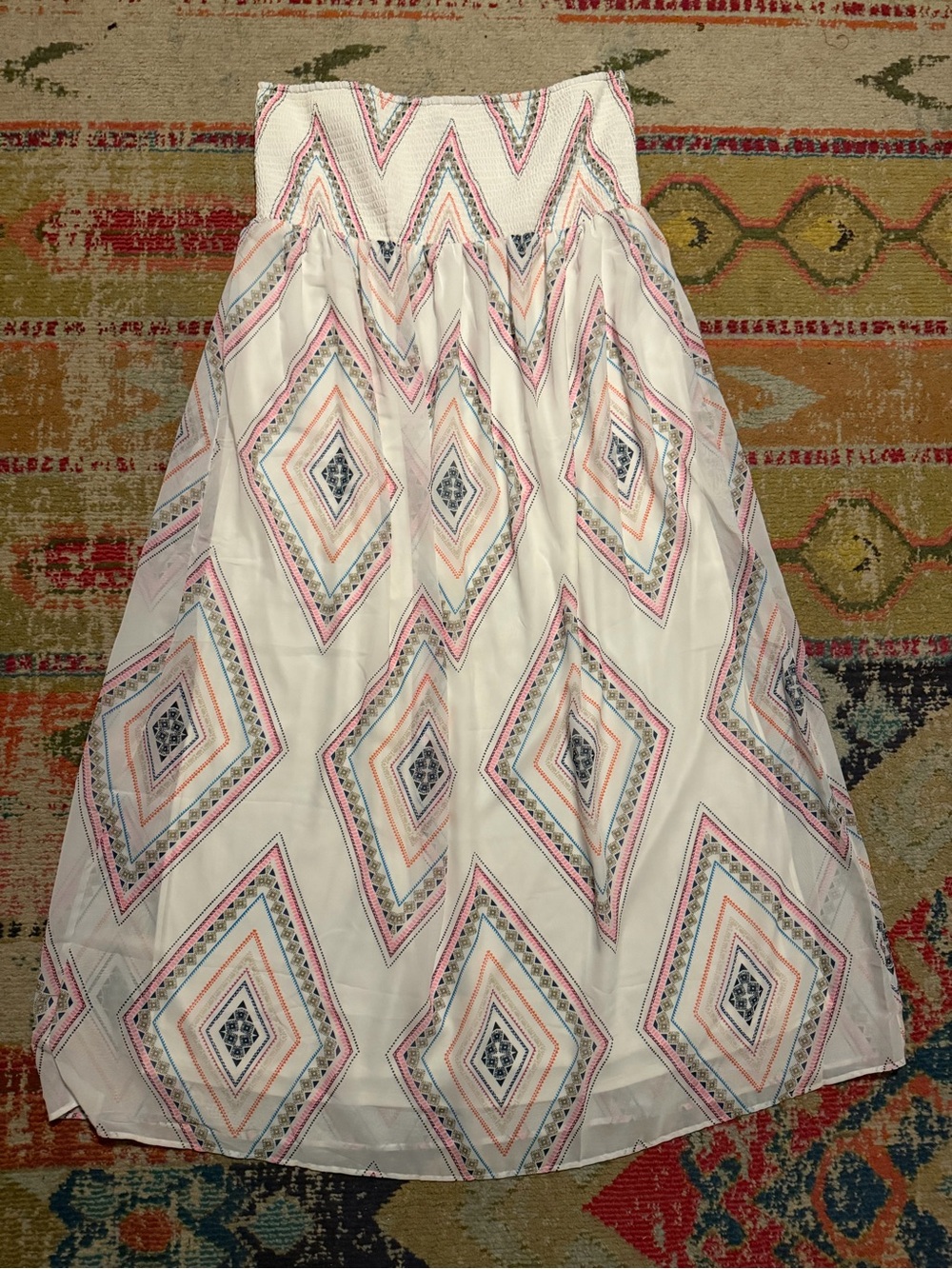 Old Navy Strapless White Dress W/ Diamond Print Plus Size XXL 2 X Tube Top
